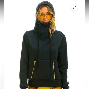 Aviator Nation Large Ninja Hoodie- Charcoal